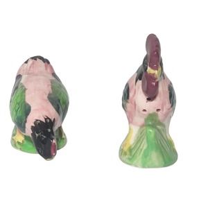 Vintage Ceramic Rooster Hen Salt Pepper Shakers Set Of 2 Japan Original Stopper